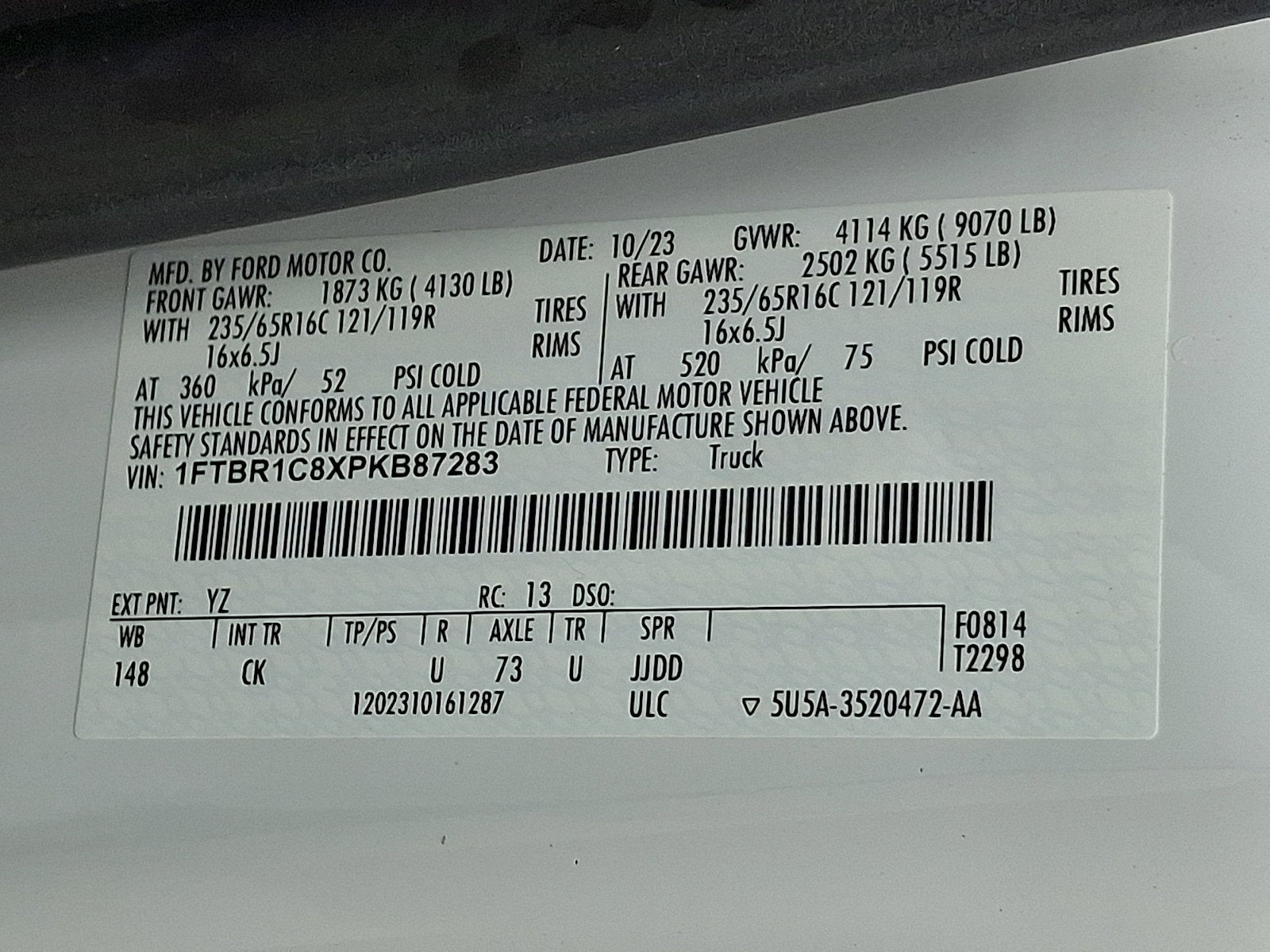 2023 Ford Transit 250 Cargo Van Base